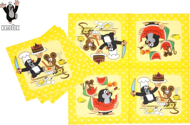 Serviettes de fête La Petite Taupe et ses amis 33 cm, 12 pcs