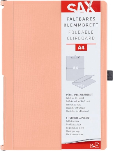 Porte-documents à pince refermable SAX A4 saumon