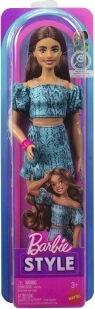 Poupée de collection Mattel Barbie Fashionistas aux cheveux foncés, tenue turquoise deux pièces