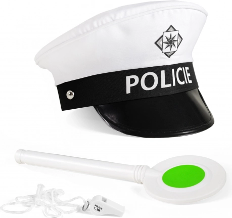 Kit d'agent de la circulation avec casquette, bâton stop et sifflet