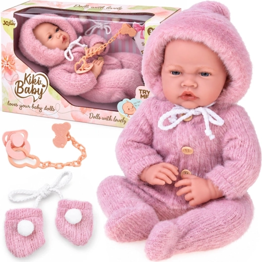 Poupée interactive bébé avec sons, tenue d’hiver et tétine
