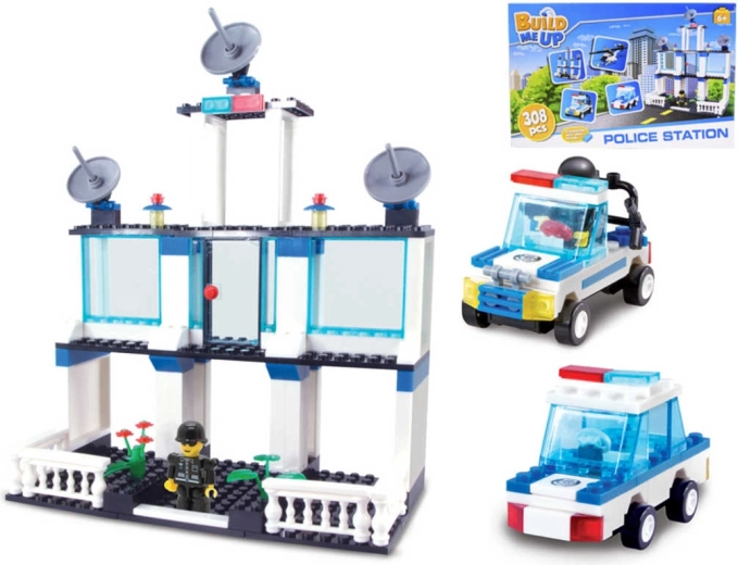 BuildMeUP poste de police – jeu de construction 308 pièces et 2 figurines
