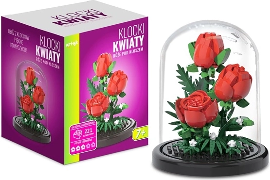 Kit de construction : roses sous une cloche transparente (221 pièces)