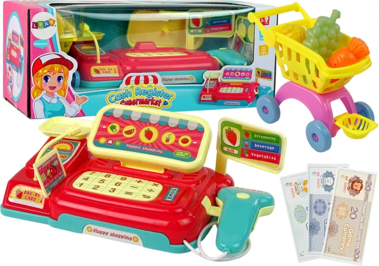 Caisse enregistreuse pour enfants avec panier de courses et scanner