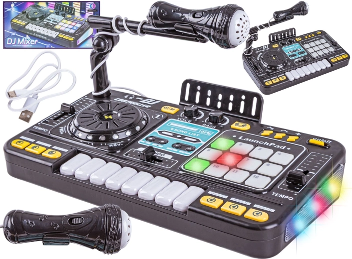 Console DJ pour enfants avec microphone et rétroéclairage LED