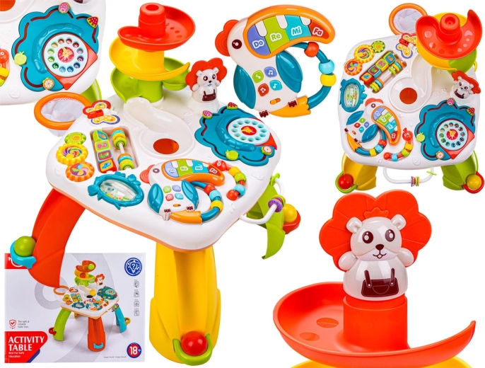 Table de jeu interactive éducative pour enfants avec toboggan, hochet et mélodies