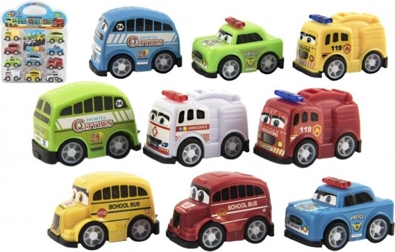 Set de mini voitures 5 cm en plastique, 10 pièces sous blister