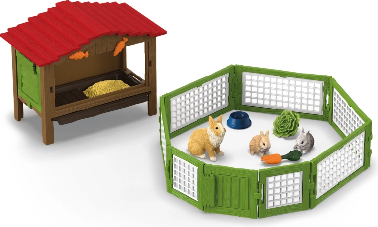 Figurines de lapins et accessoires pour le nourrissage
