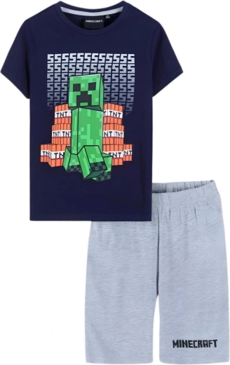 Pyjama Minecraft bleu marine-gris foncé