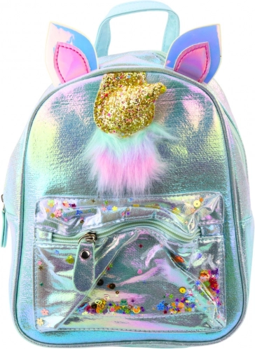Sac à dos pour enfants avec licorne et confettis mobiles bleu 25 cm 4,5 L
