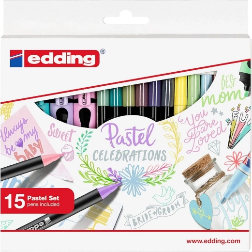 Coffret cadeau de marqueurs et surligneurs pastels EDDING, 15 pièces