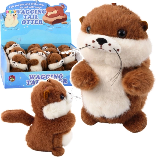 Loutre en peluche avec queue rotative et sifflet – porte-clés 12,5 cm