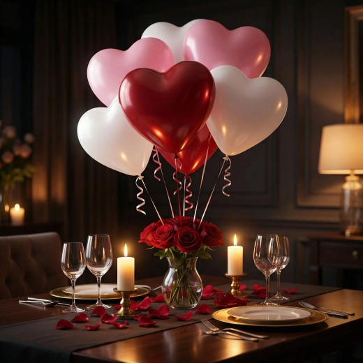 Ensemble de ballons en forme de cœur rouges, blancs et roses – 10 pièces