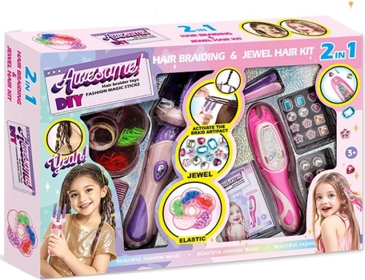 Set de coiffure 2 en 1 avec élastiques et décorations