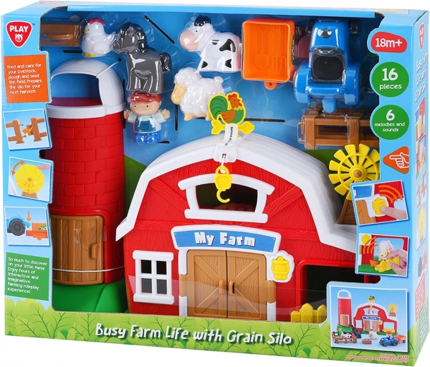 ferme jouet avec silo et accessoires avec sons, ensemble en plastique 18m+