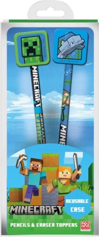 Set de crayons MINECRAFT avec toppers, 2 pièces