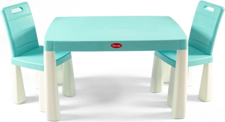 Table d’enfant en plastique avec chaises bleu-blanc DOLONI