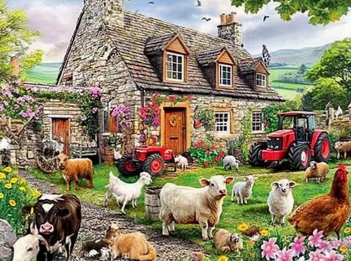 NORIMPEX peinture diamant Maison de campagne 30 × 40 cm