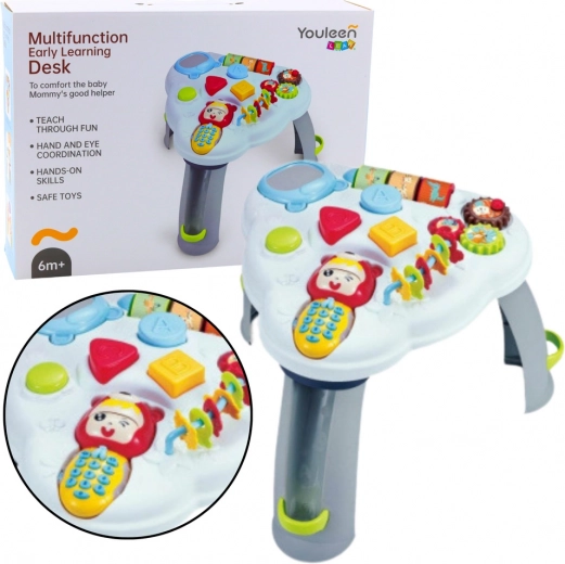 Table éducative interactive triangulaire avec téléphone, lumières et sons