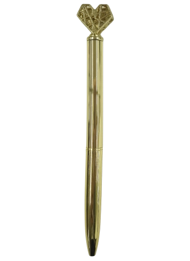 Stylo en métal avec cœur en couleur dorée 16 cm