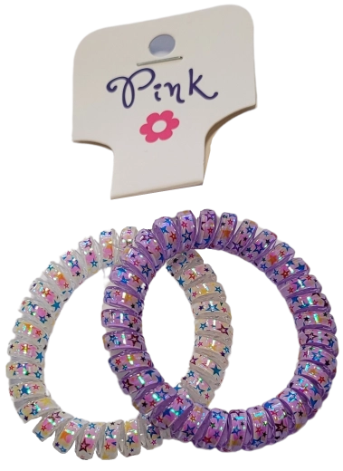 Élastiques spirales PINK nacrés pour cheveux – 2 pièces