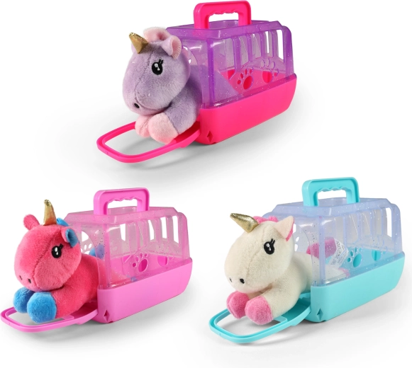 Caisse de transport portable avec licorne en peluche
