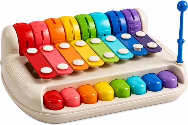 Deux instruments en un : xylophone et petit piano