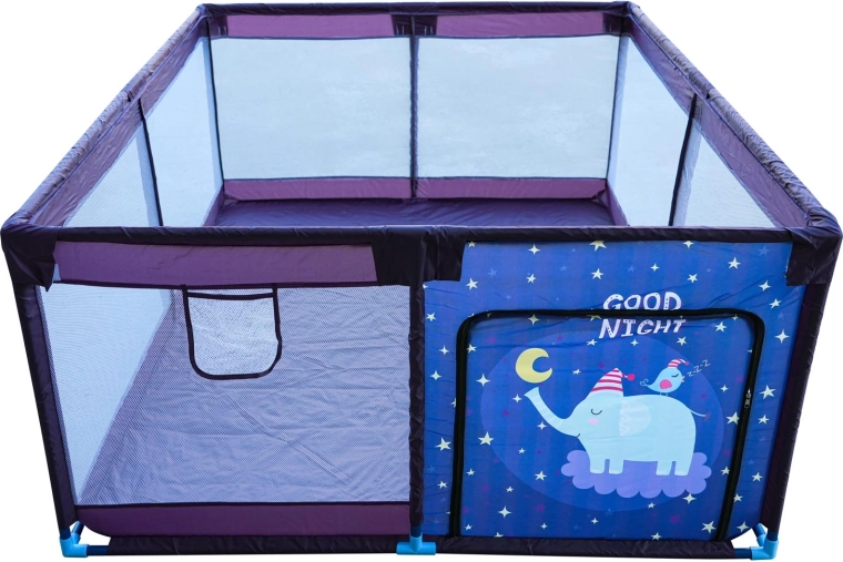Parc rectangulaire souple pour bébé Éléphanteau nocturne