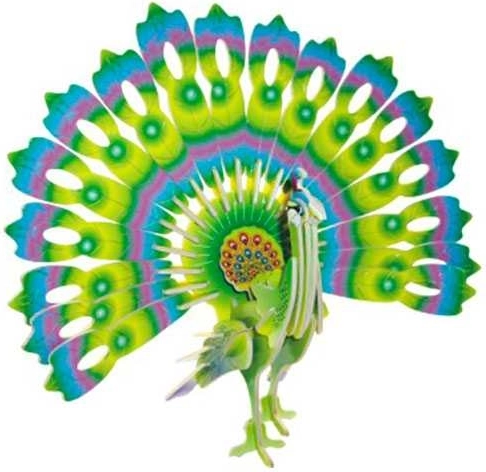 Puzzle 3D en bois Paon coloré