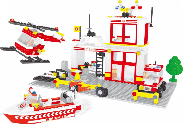 Jeu de construction compatible Bloxo - caserne de pompiers 368 pcs