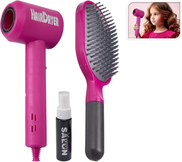 Set de coiffeuse pour enfants avec sèche-cheveux, peigne et vaporisateur
