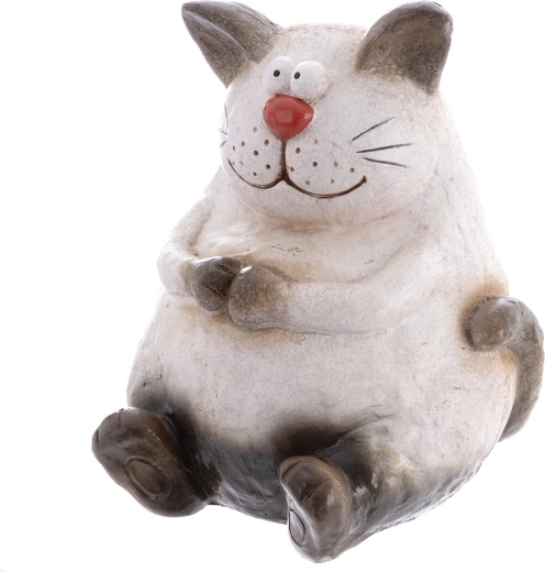 Statuette décorative de chat en polyrésine beige 36 cm