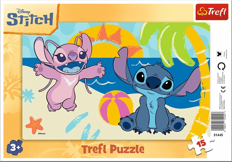 Puzzle Trefl Lilo & Stitch : à la mer, 15 pièces