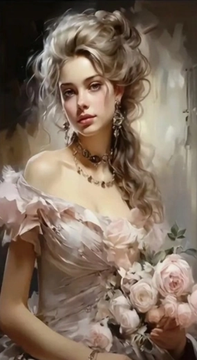 Norimpex peinture par numéros Dame avec bouquet 40 × 50 cm