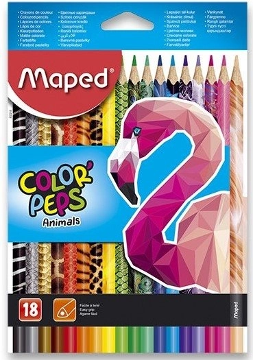 Crayons triangulaires MAPED Color'Peps Animals 18 pcs
