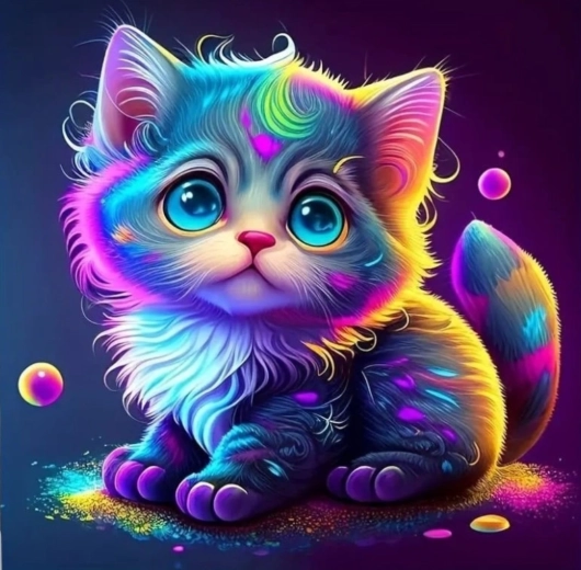 Peinture diamant Chaton coloré 30 × 40 cm