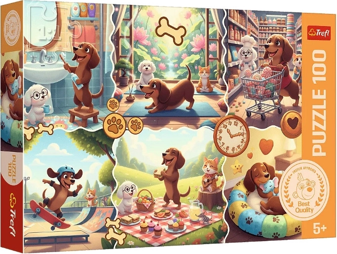 Puzzle 100 pièces — Longue journée du teckel