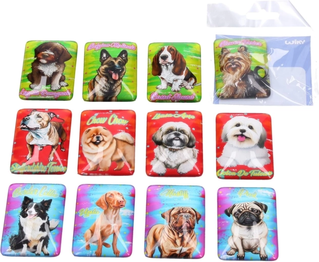 Aimant en verre chien 4,6 × 6,8 cm – assortiment de motifs