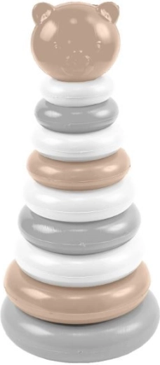 Pyramide empilable en bois Ours – beige‑gris