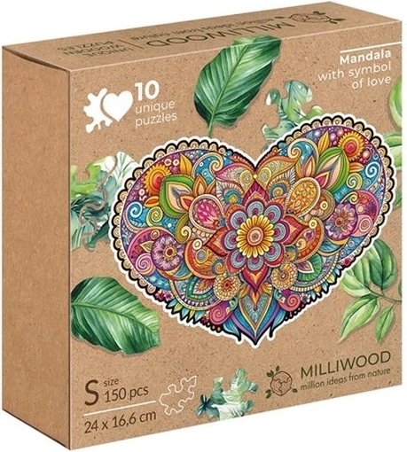 Milliwood mandala de l’amour – puzzle en bois cœur 150 pièces