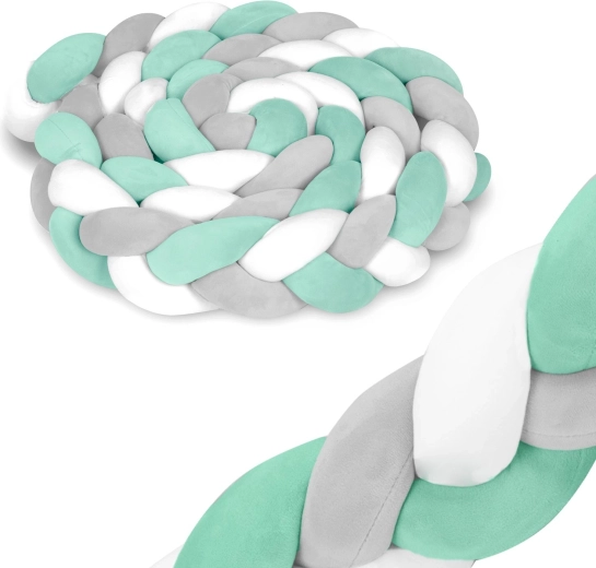Tour de lit tressée 3 m menthe–gris RICOKIDS