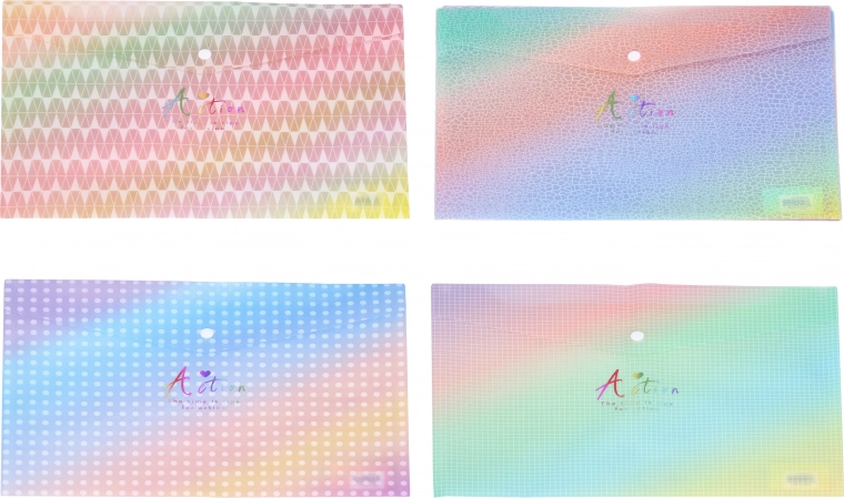 Chemise en plastique à bouton-pression 33 × 23 cm – motifs colorés