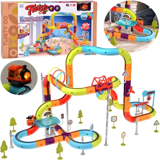 Circuit de train magnétique DIY et kit de construction avec train, 114 pièces
