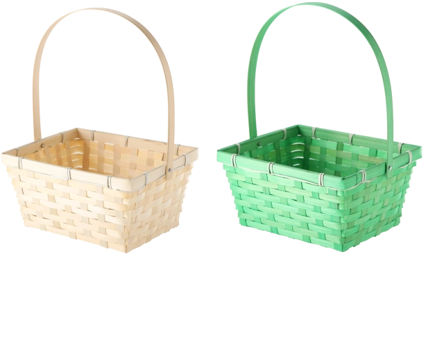 Panier de Pâques avec anse mobile, 23 × 18,5 × 11,5 cm, assortiment de 2 couleurs