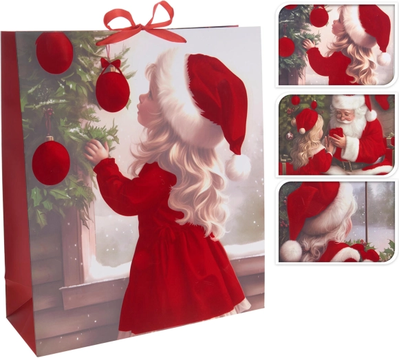 Sac cadeau de Noël avec motif de fille 48 × 42 × 16 cm - 1 pièce
