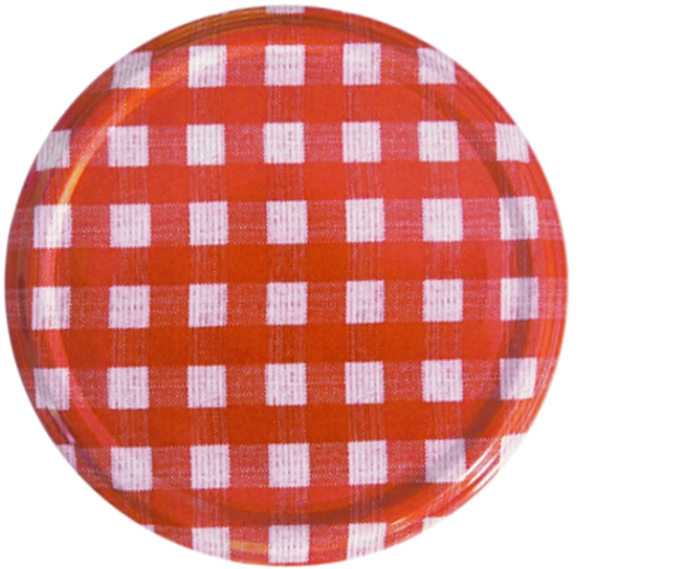 Couvercle à vis pour bocaux 82 mm – motif quadrillage rouge, 6 filets