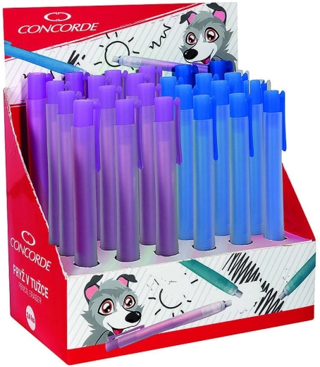 Gomme rétractable en étui Concorde, couleurs assorties