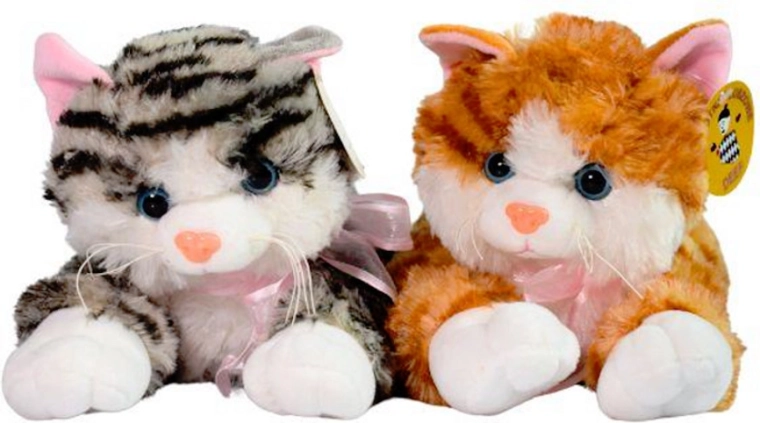 Chat en peluche rayé – grand modèle allongé