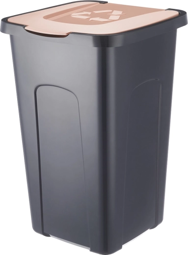 Poubelle de tri sélectif 50 l noir/marron pastel