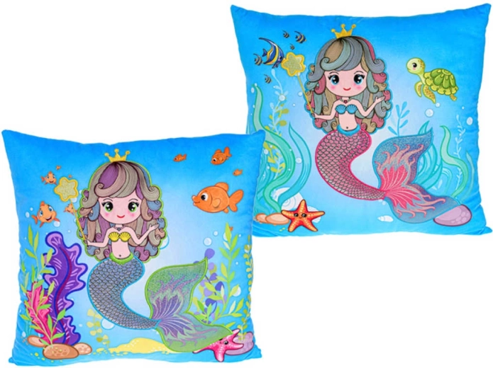Coussin en peluche sirène 45 × 45 cm - 1 pièce